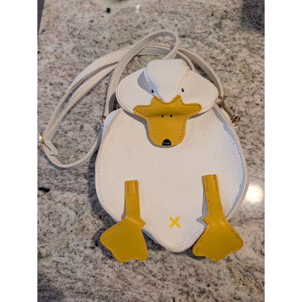 Cute Duck Crossbody Purse Novelty Animal Shoulder Bag White Yellow Kawaii
